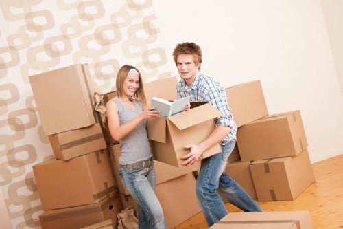 Organised moving boxes and labelled rooms during a local unpacking service